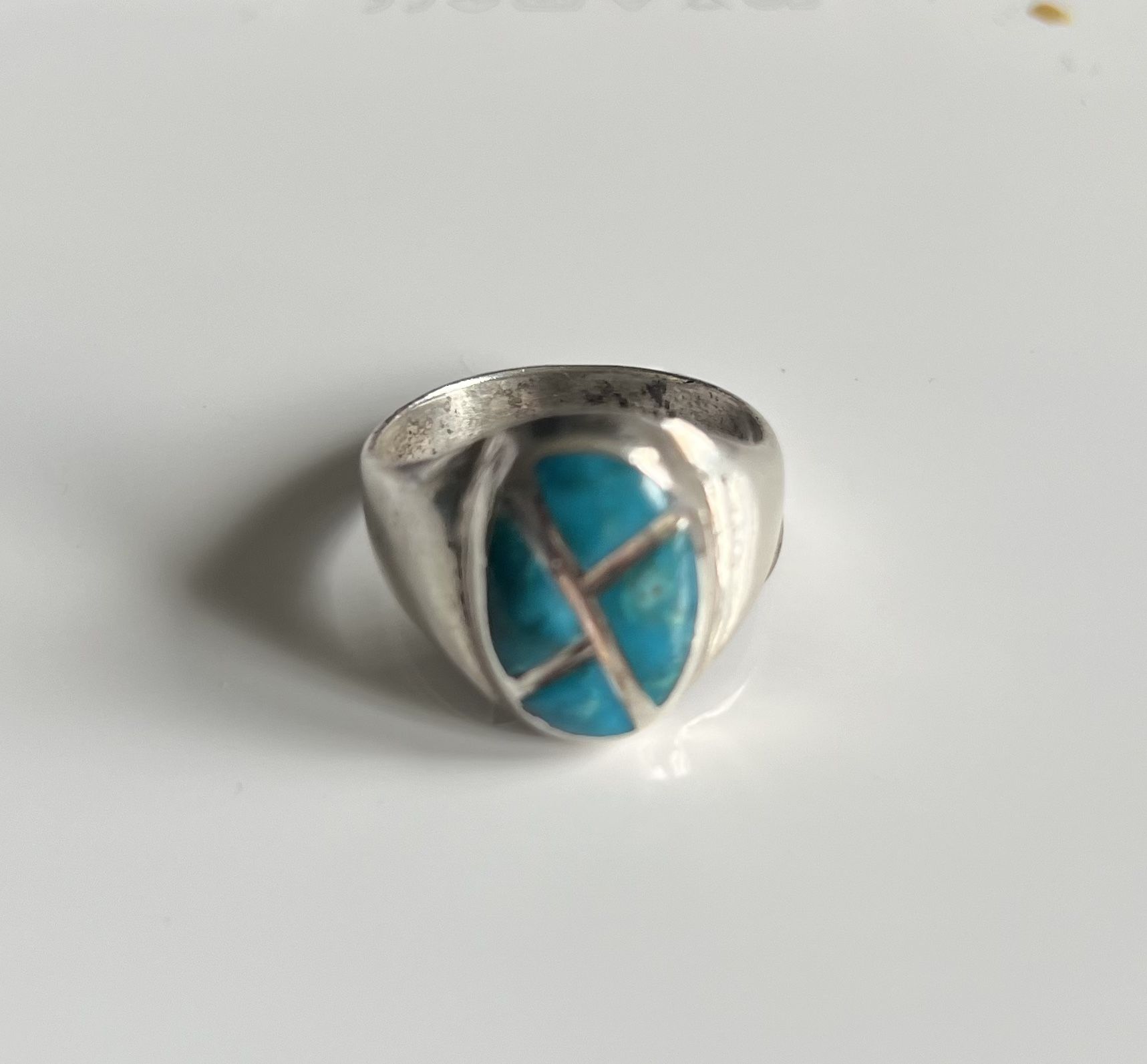 Vintage Navajo Sterling Silver Turquoise Ring 