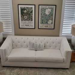 Pottery Barn White Tufted Sofa