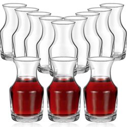 12 Pack 6.5 oz Small Mini Glass Carafe Decanter For Dinner Parties Tastings Bars Restaurants