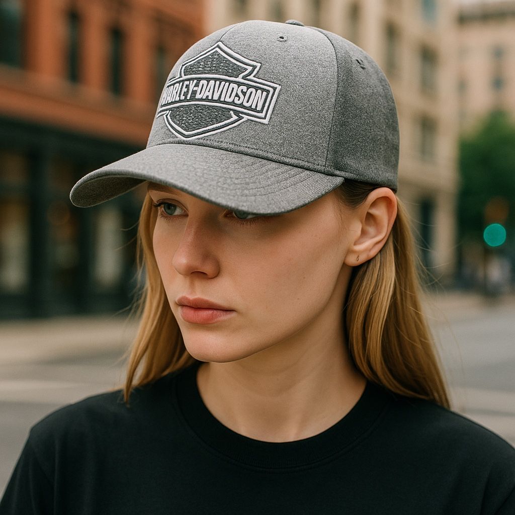 Harley Davidson Studded Bar & Shield Logo Heather Gray Adjustable Baseball Cap