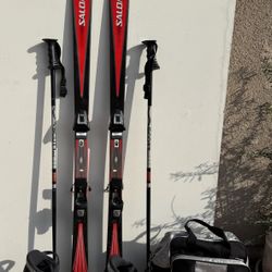 Men Complete Ski Set Nordica Boot 345 US 11 12 Salomon 170 for 6” Scott 50” Poles Bags
