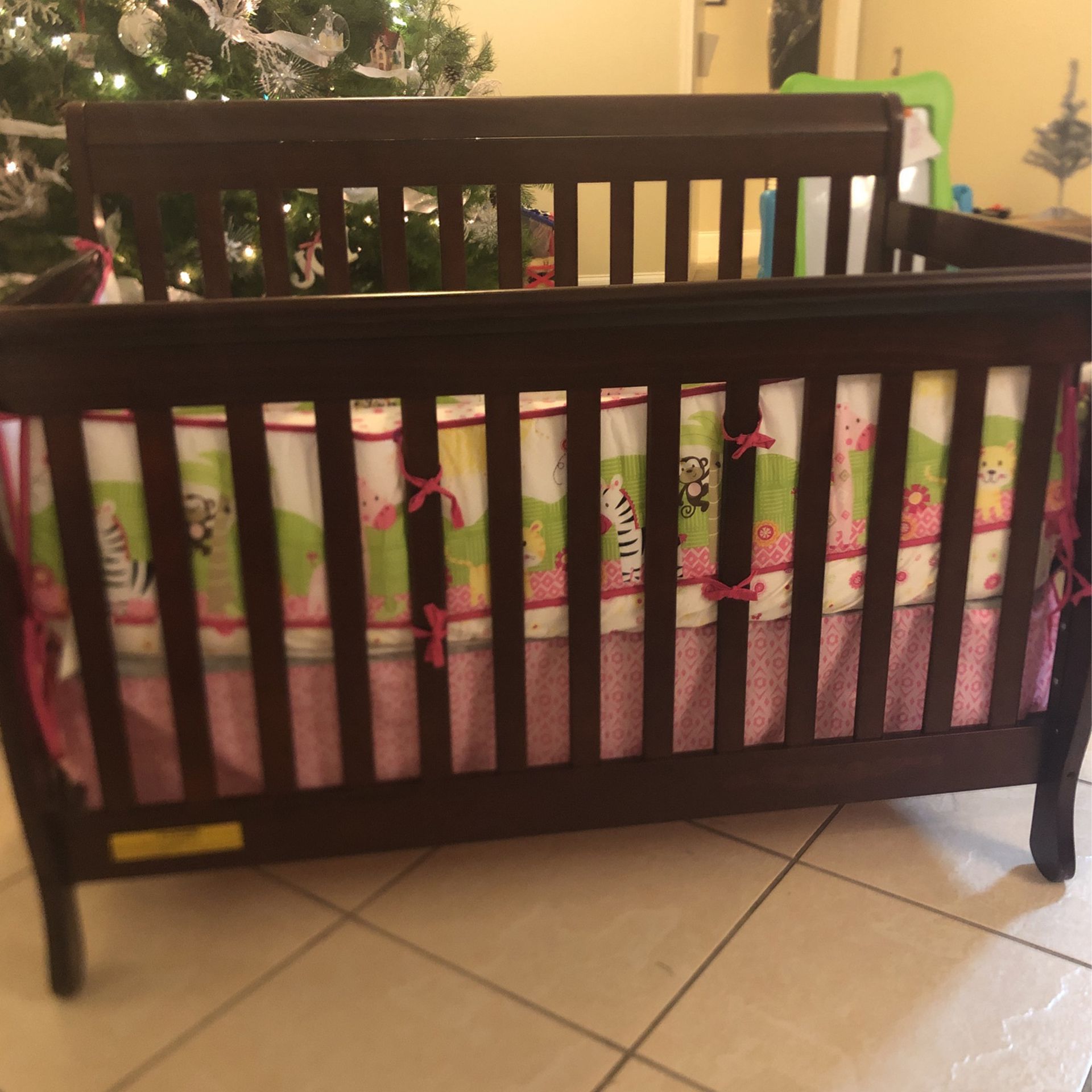 New Solid Wood Baby Crib With Mattress Never Used 