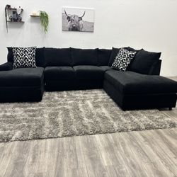 Black Sectional Couch - Free Delivery