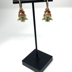 Antique gold small hoops with 3 dangling Christmas charms.  So cute!