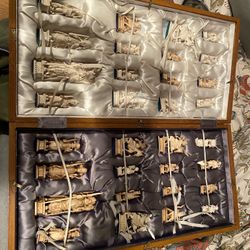 Antique Carved Chess Set