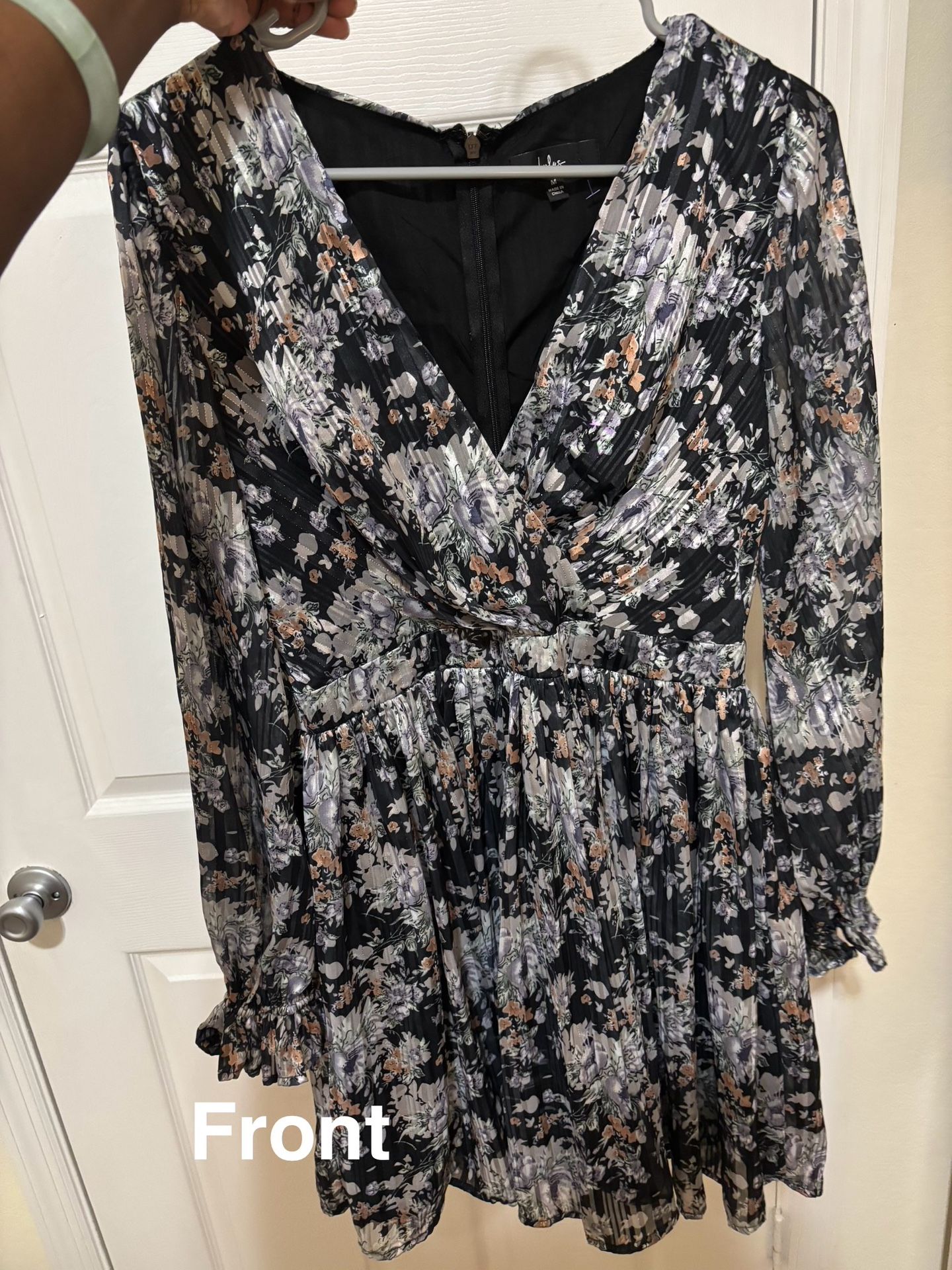 Lulus Black Floral Lurex Mini Dress (Out of Stock Online!)