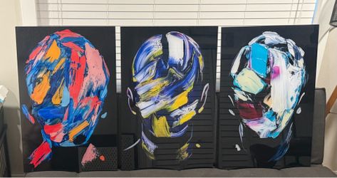Artwork on acrylic 24 width by 36 height set of 3