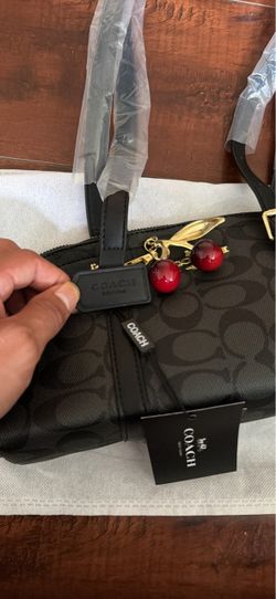 Coach New York Signature Handbag with Cherry Charm