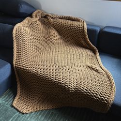 Casaluna Brown Full/Queen Chunky/Sweater Knit Bed Blanket