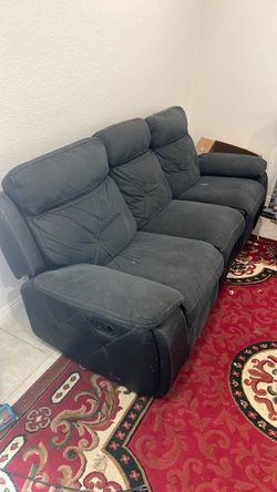 Dark Gray Fabric Reclining Sofa