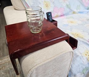 Good condition wooden sofa tray for drinks, snacks, books, remote, mousepad, etc.