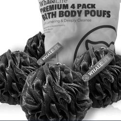 8pcs Shower Puff Bath Sponge Shower Loofahs Pouf Ball Nature Bamboo Charcoal Black