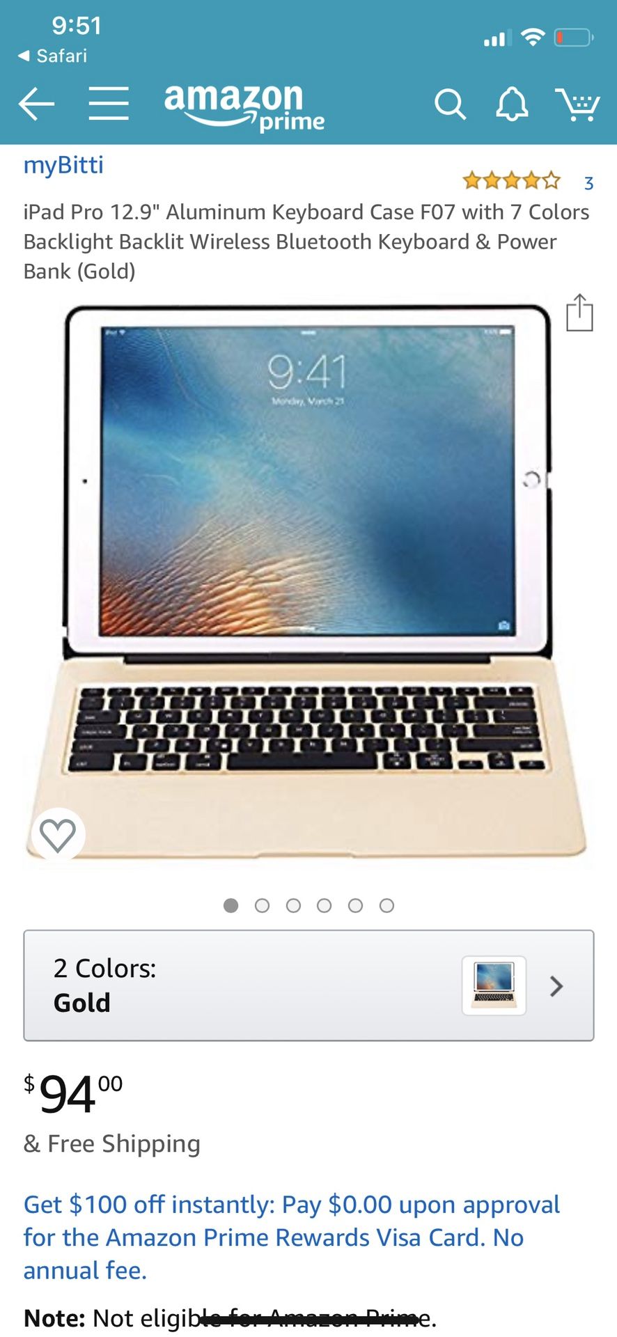 iEGrow F07 Slim Aluminum Bluetooth Keyboard Case Cover iPad Pro 12.9 Rose Gold