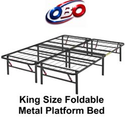 OBO Sleep Time! New Other Amazon Basics 14" High King Foldable Metal Platform Bed Frame, Black