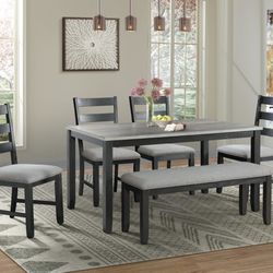 Kona Gray And Black 6 Piece Dining Room Set $1059+tax Online new never used still in the box Free delivery