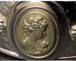 Italian Sterling Silver 14K Hammered Cuff Cameo 