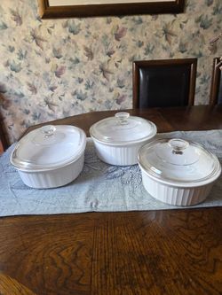 FRENCH WHITE CORNWARE BOWLS