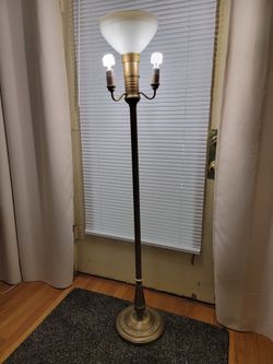 Antique Tri Light 60 Inch Brass Standing Antique Floor Light Keystone Lamp Manufacturing