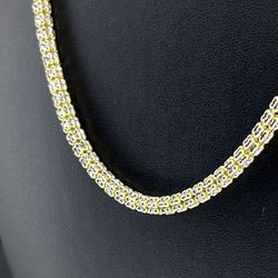 10k Gold Necklace 26” Two Tone Ice Chain 3.5mm 24.3grams 153047 3