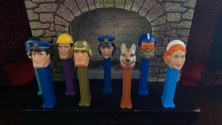 Vintage Collectible Emergency Heroes Pez Dispensers 8 Pez In All