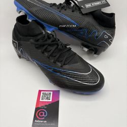 MSRP $160 Nike Zoom Mercurial Superfly 9 Pro FG Black Blue Mens Soccer Cleats Size 10.5, 11 And 13 New!