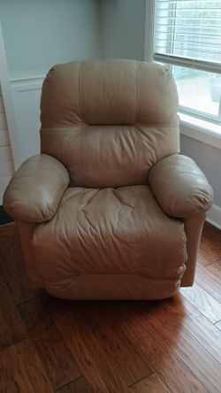 Leather Rocker-Recliner (tan/beige leather)