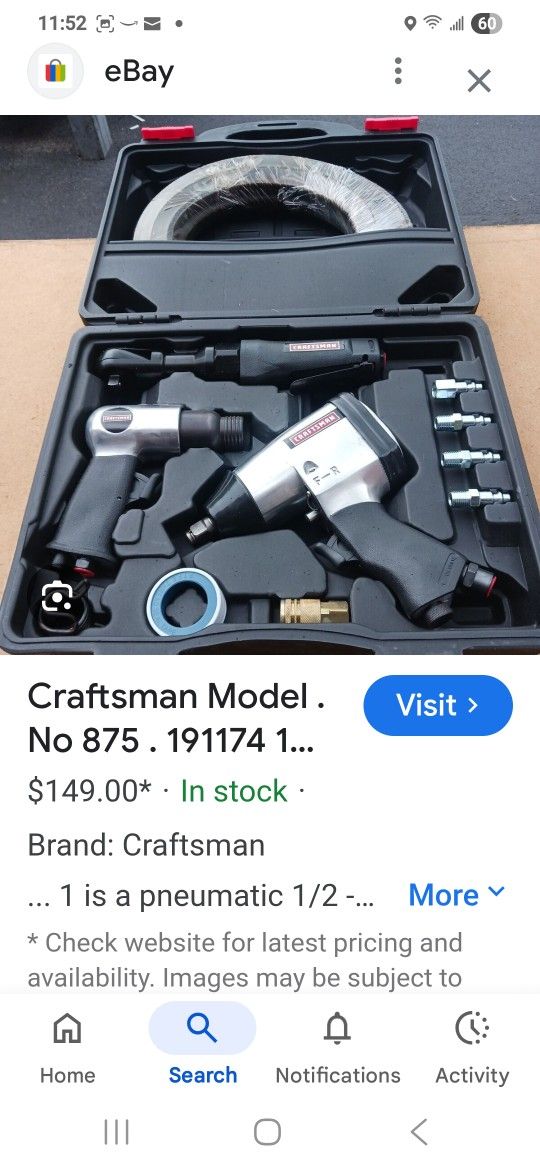 Craftsman Air Tool Tool Set Combo