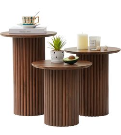 Walnut Round Nesting Coffee Table Set of 3