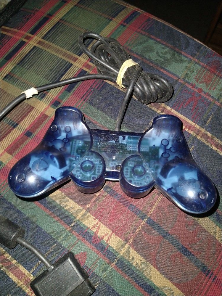 EXC OEM Sony PS1 PS2 Clear Blue DualShock Analog Controller scph-10010