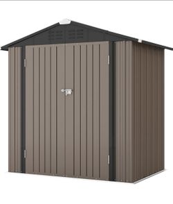 Patiowell 6x4 FT Outdoor Metal Storage Shed, Brown