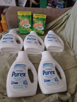 Purex Free & Clear Detergent and Gain Dryer Sheets Bundle