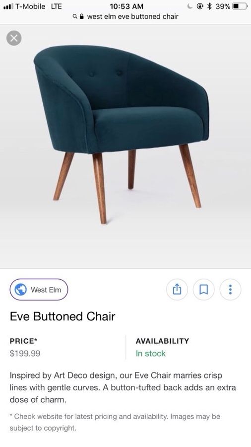 West Elm Eve Buttoned Blue Velvet Chairs in Lagoon