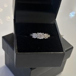 TruMiracleDiamond Three Stone Engagement Ring (1 ct. t.w.) in 14k White Gold