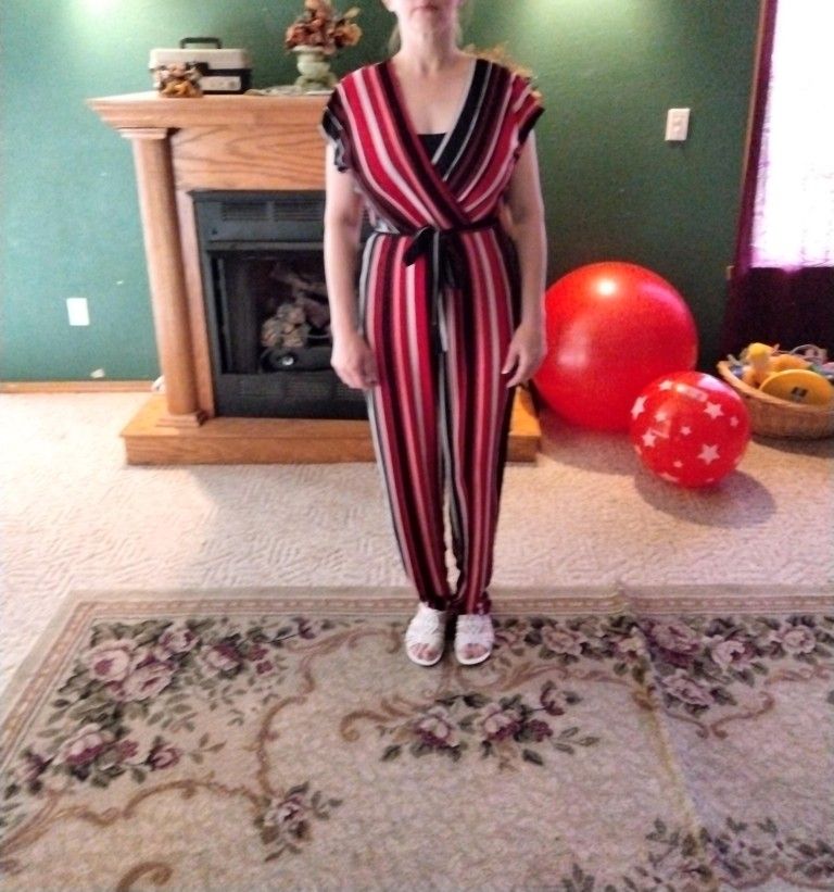 Striped Jumpsuit With Waist Tie