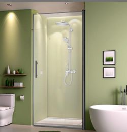 Kosmonia 34" W X 72" H Frameless Reversible Pivot Shower Door
