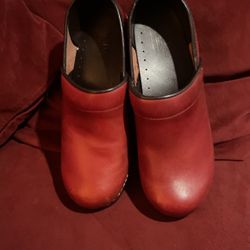 Italian Shoes Leather Clogs 7 