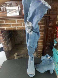 Thigh high Jean boots