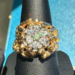 14k solid yellow gold 0.55CTW Natural Diamond nugget fashion ring sz8