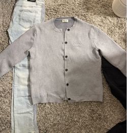 Miu Miu Grey Knit Button-Up Cardigan XXL