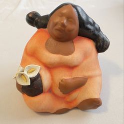 Lady Gordita Mexican Folk Art Pottery Ceramic with Flowers from Mexico 2008 - OBO