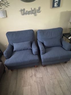 Set of 2, Navy Blue Accent Chairs