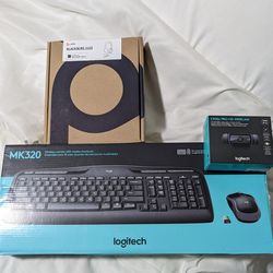 Wireless keyboard and mouse, desktop camera, and headset