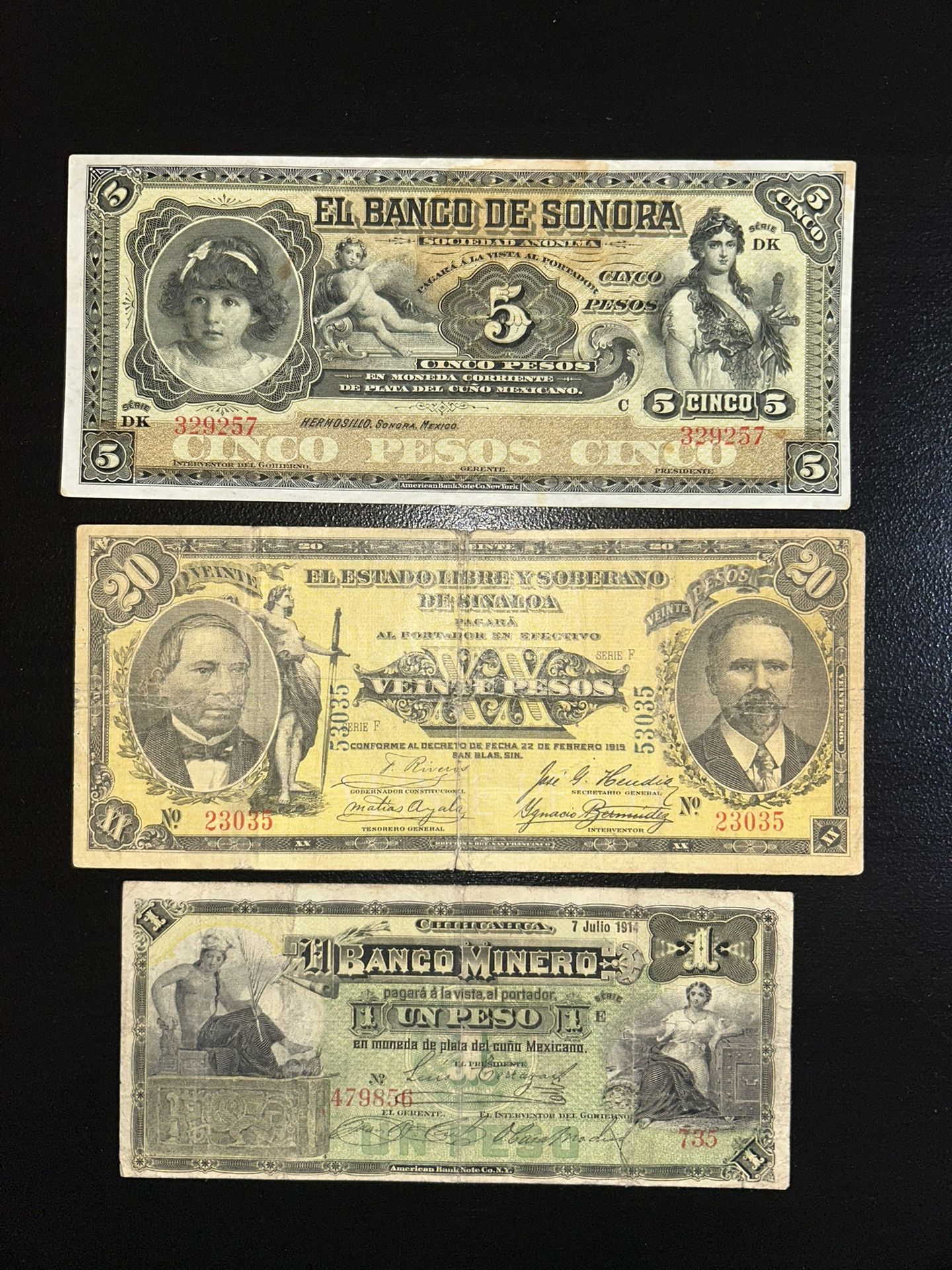 3 Rare Mexican Bank Notes
