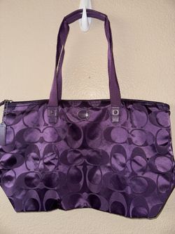 NWOT COACH Getaway Signature Nylon Packable Weekender Tote Bag Amethyst Purple