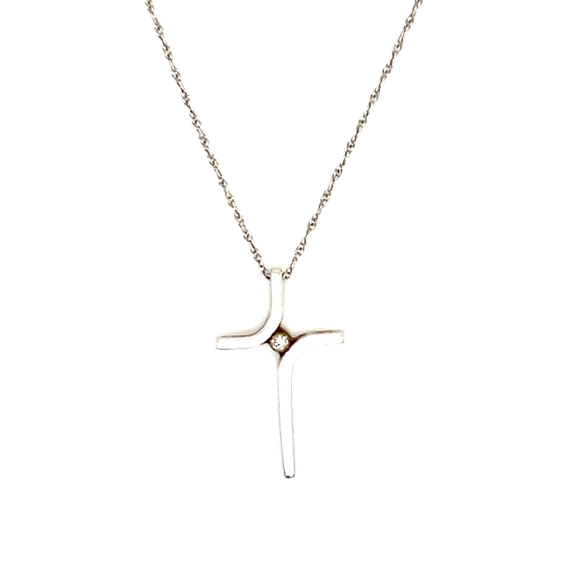 Delicate 10k Gold Diamond Cross Necklace