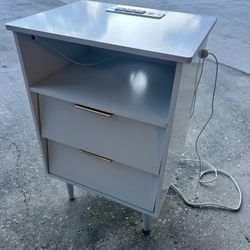 White Shelf & Nightstand W Charge Station