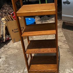 Vintage wood shelve with wheels 