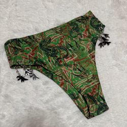 New small green Dino festival rave raver boho bikini bottom shorts swimsuit