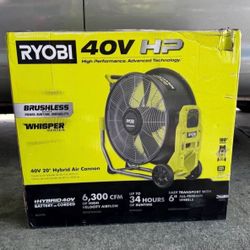 RYOBI 40V HP Brushless Cordless Hybrid WHISPER SERIES 20 in. Air Cannon Fan (Tool Only)