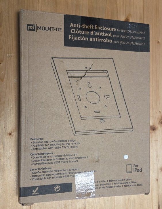 MOUNT-IT! MI-3772W Anti-Theft Enclosure for iPad 2/3/4/Air/Air2 White